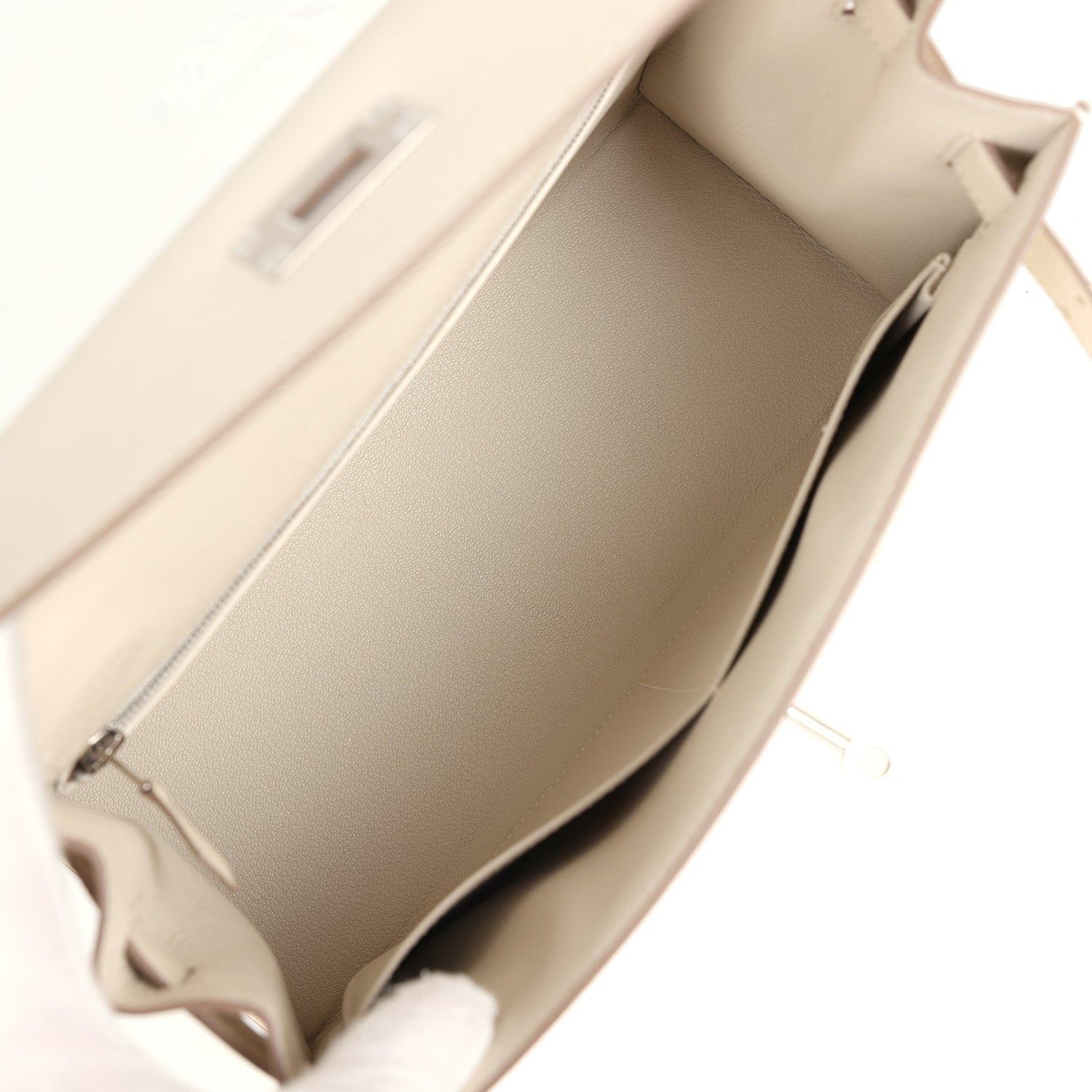Hermes Kelly Sellier 28 Craie Epsom Palladium Hardware - Exclusu