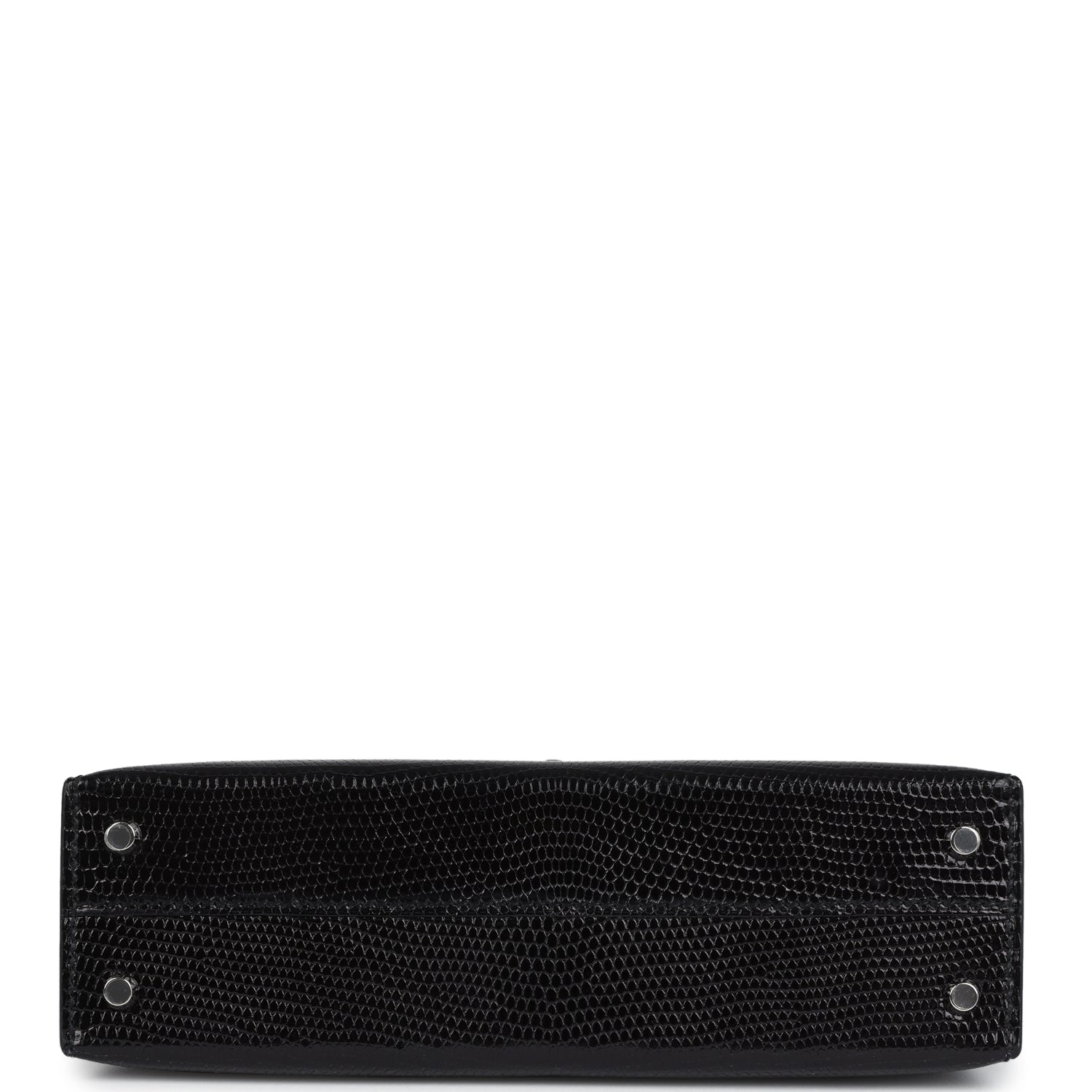 Hermes Kelly Sellier 20 Black Varanus Niloticus Lizard Palladium Hardware - Exclusu