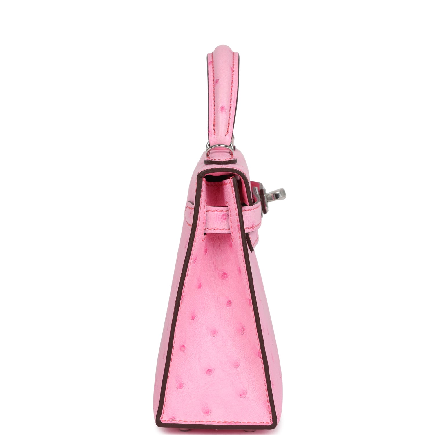 Hermes Kelly Sellier 20 Bubblegum Ostrich Palladium Hardware - Exclusu