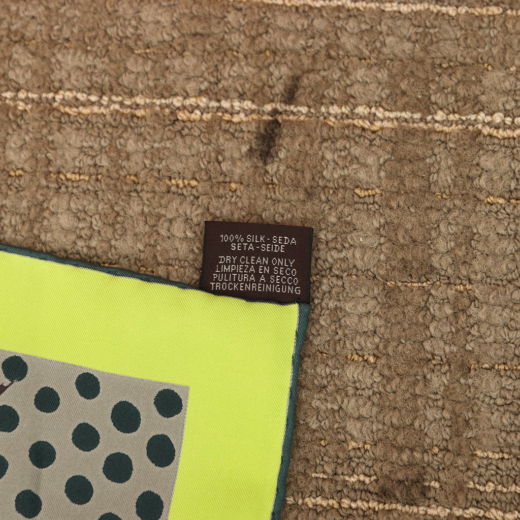 Hermes “Yellowstone Forever Grrrrr!” Marron/Lime/Sapin Silk Scarf 100cm - Exclusu