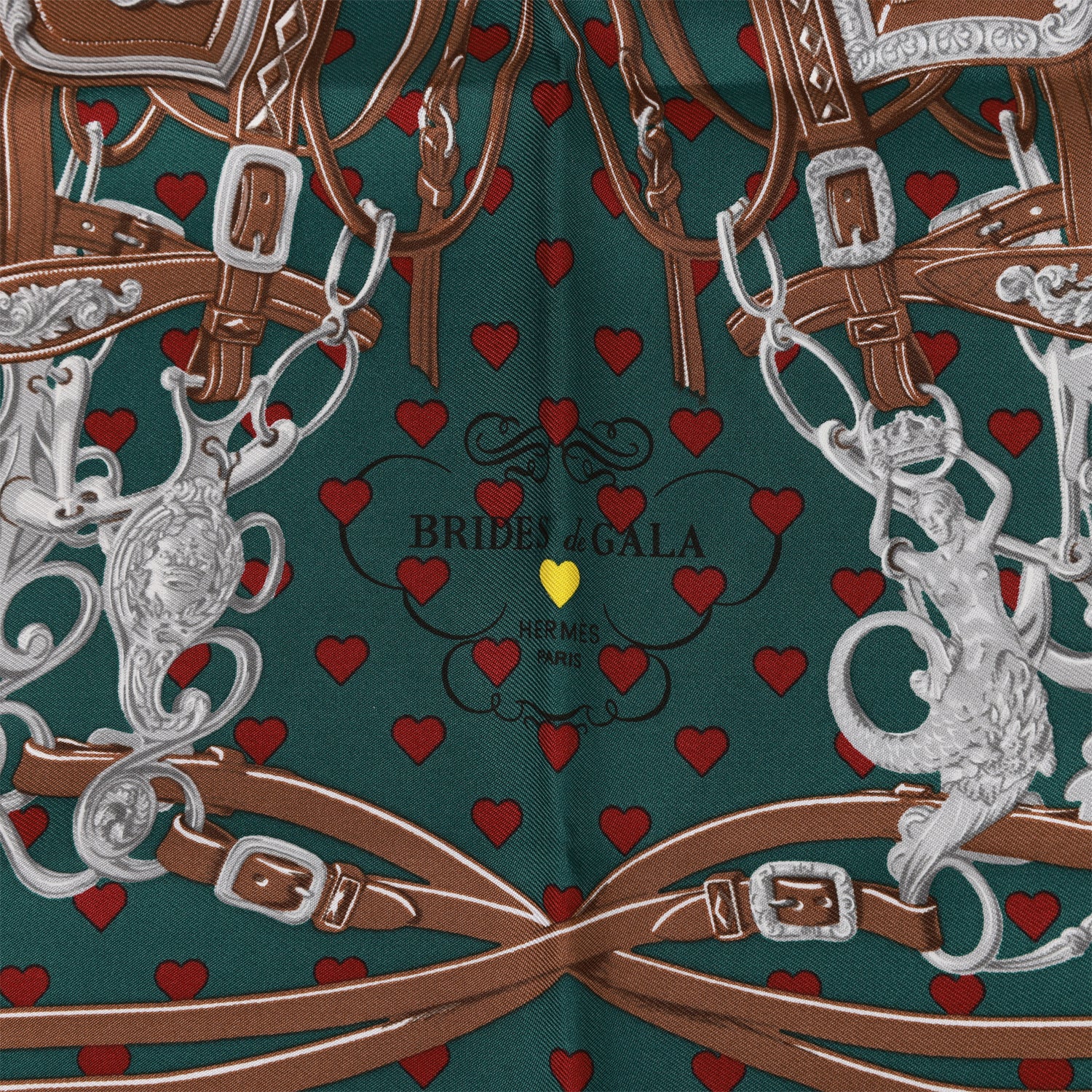 Hermes 'Brides de Gala Love' Bordeaux Silk Pocket Square Scarf 45cm - Exclusu