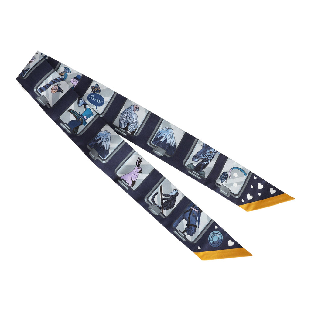 Hermes 'Story' Marine Silk Twilly - Exclusu