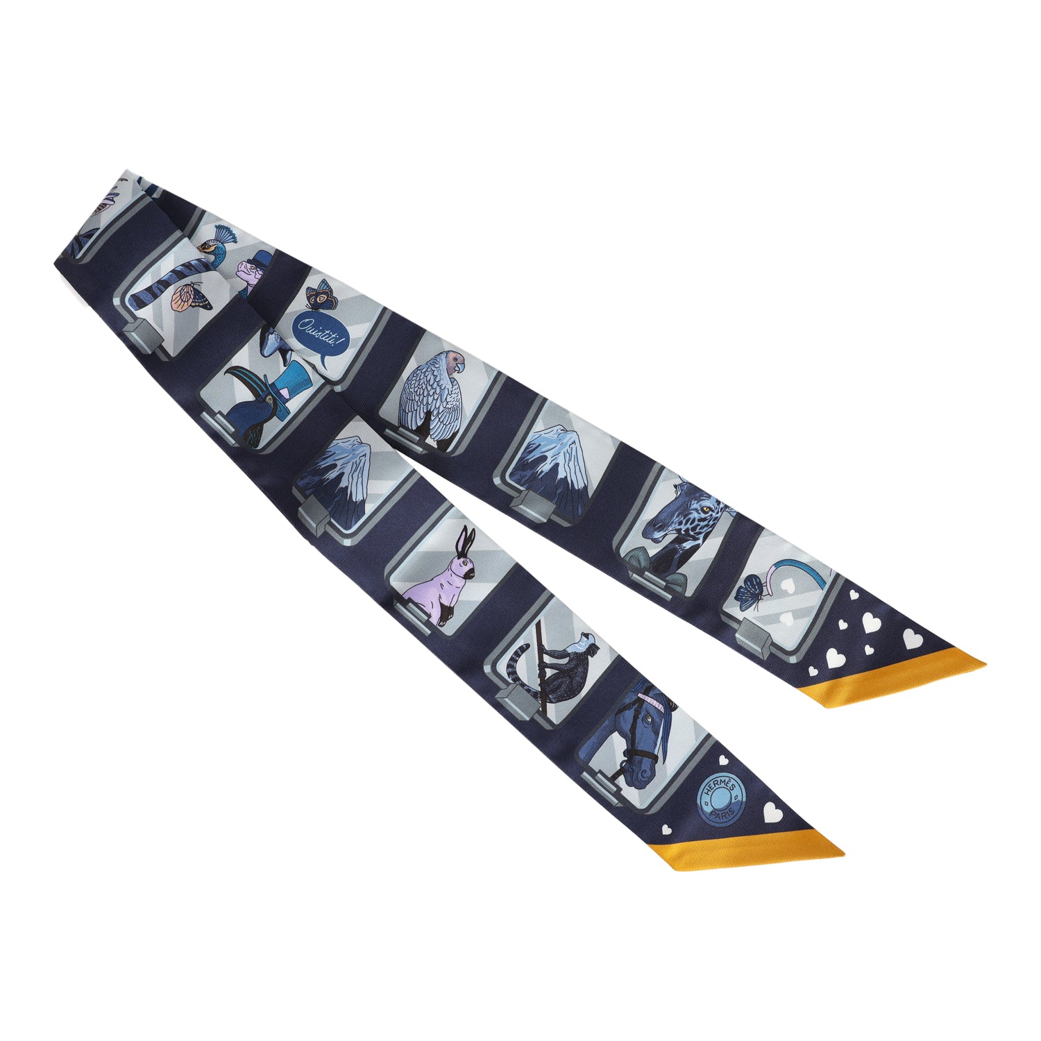 Hermes 'Story' Marine Silk Twilly - Exclusu