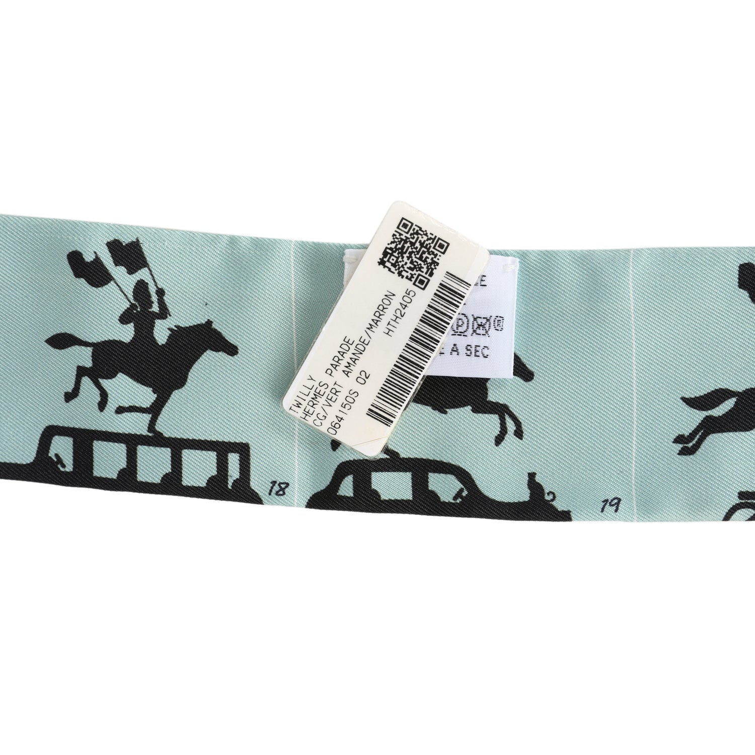 Hermes 'Parade' Vert Amande and Marron Multi Silk Twilly Pair - Exclusu