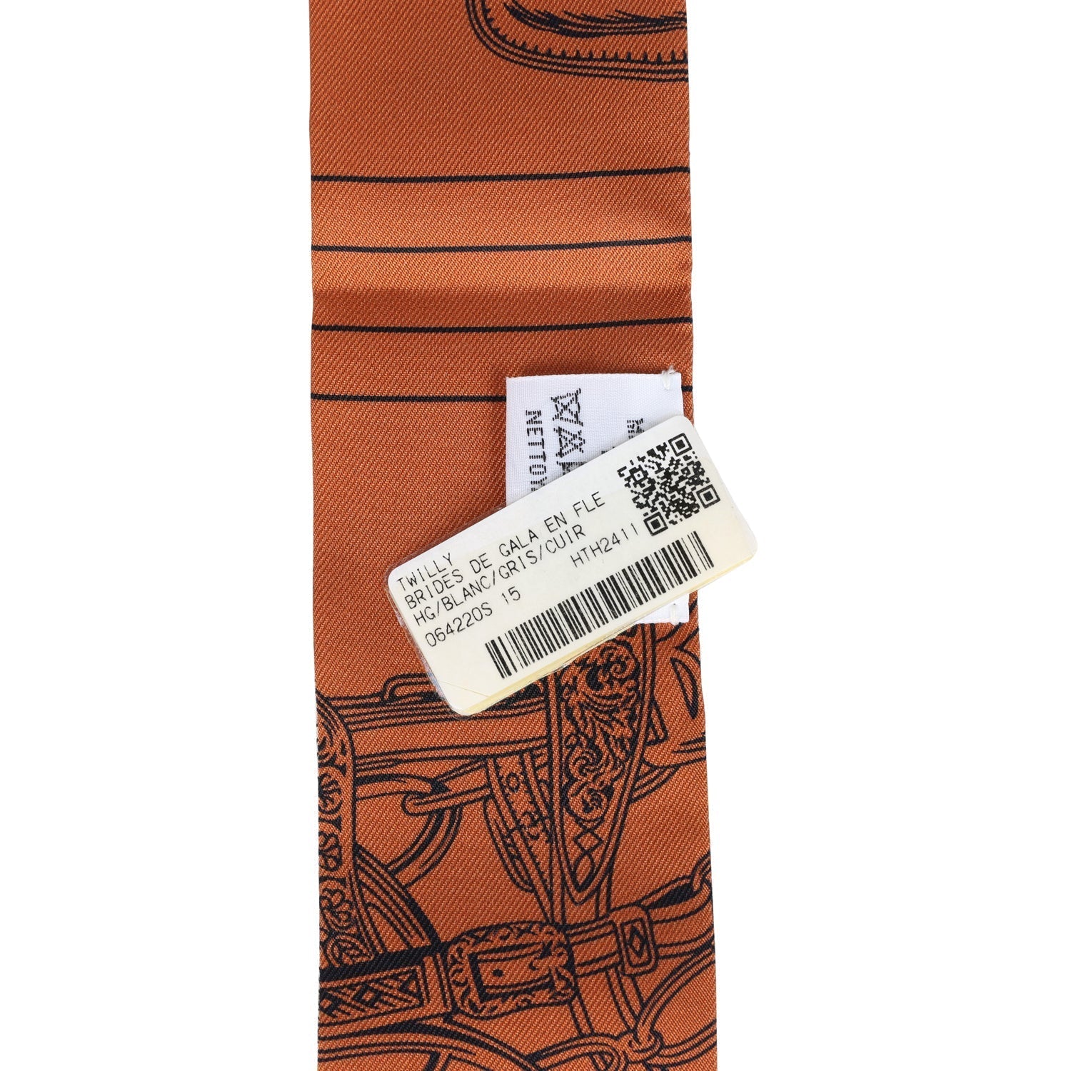 Hermes 'Brides de Gala En Fleur' Blanc, Cuir and Gris Multi Silk Twilly - Exclusu