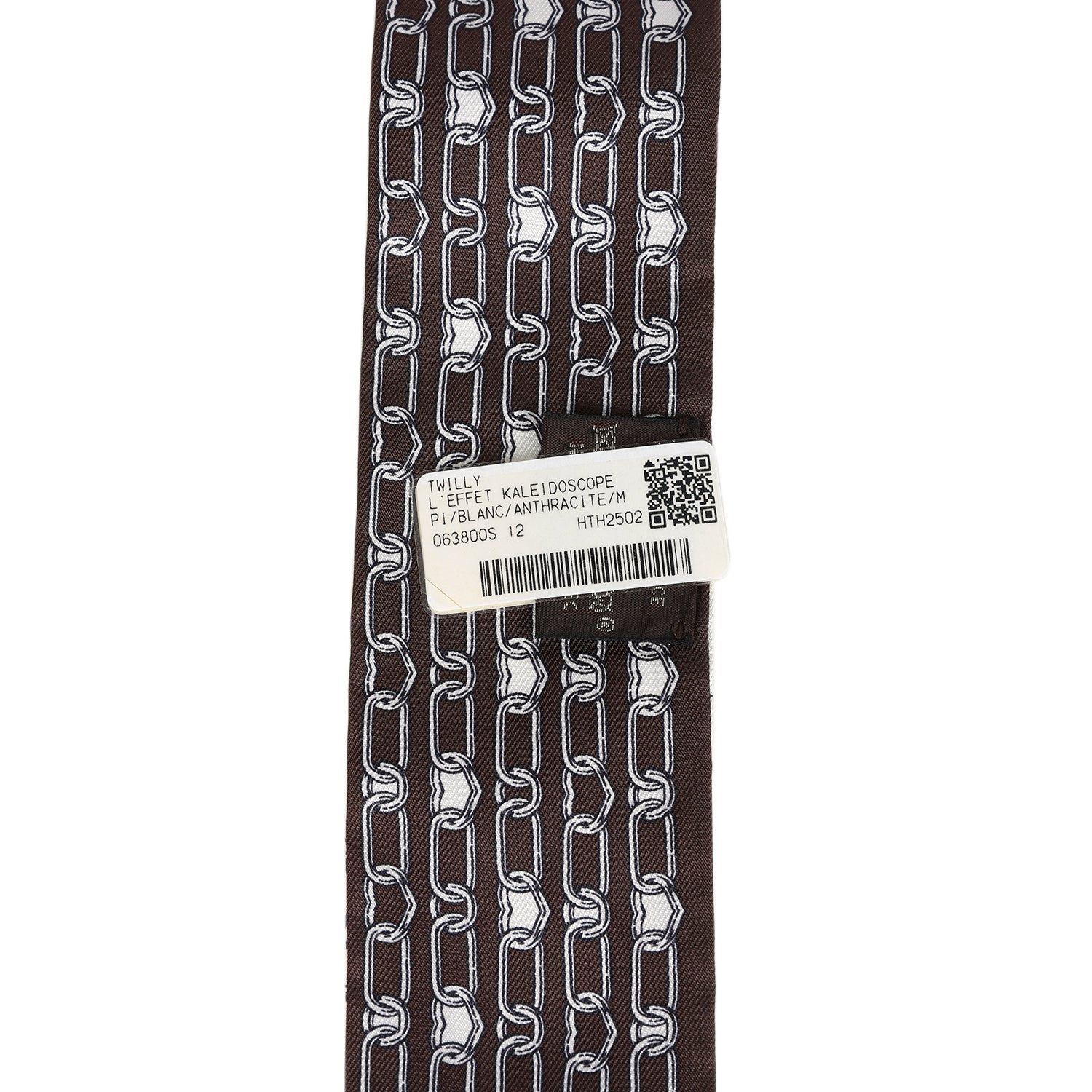 Hermes 'L' Effet Kaleidoscope' Blanc, Anthracite and Marron Multi Silk Twilly Pair - Exclusu