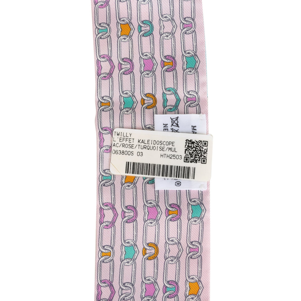 Hermes 'L' Effet Kaleidoscope' Rose, Turquoise Multi Silk Twilly Pair - Exclusu