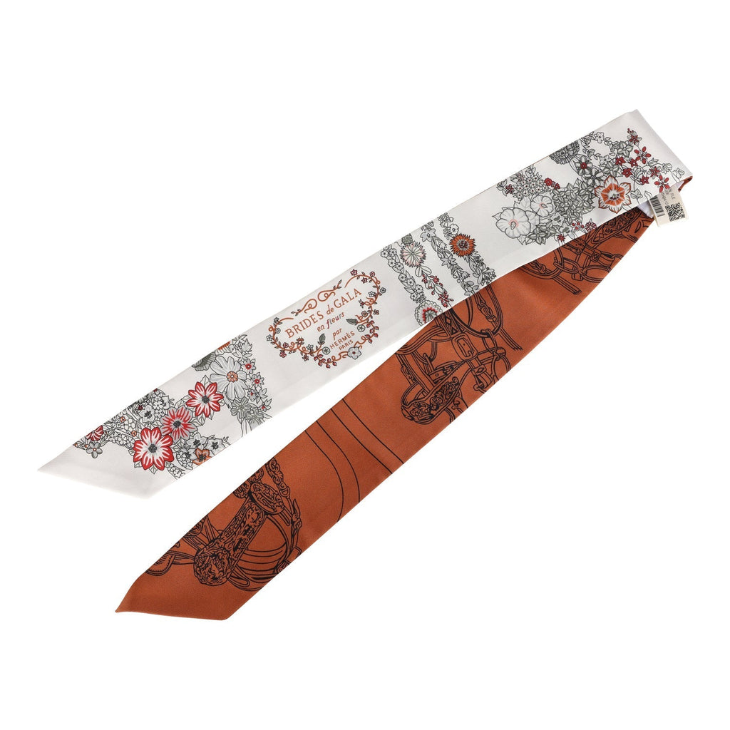 Hermes 'Brides de Gala En Fleur' Cuir Multi Silk Twilly Pair - Exclusu