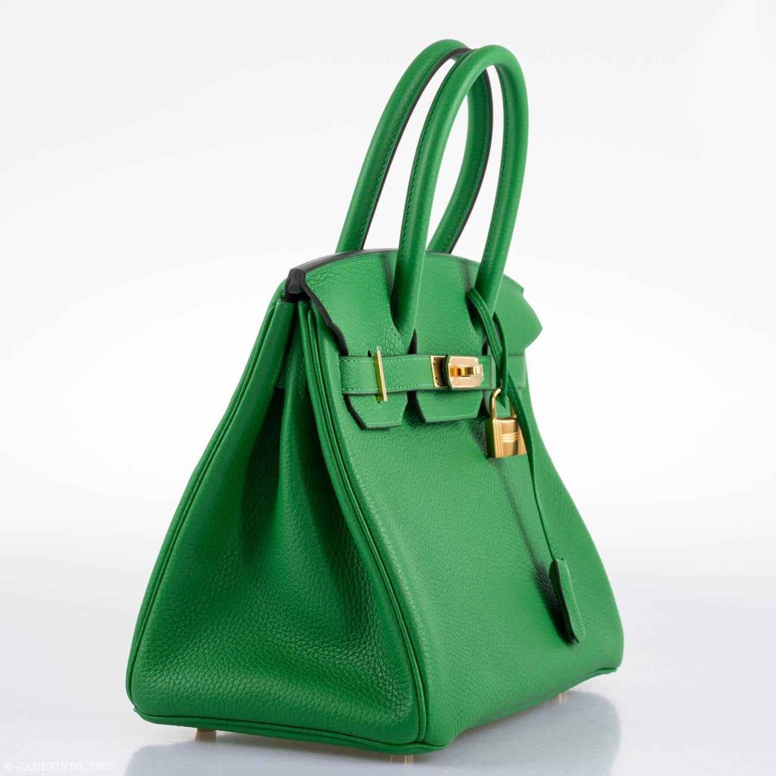 Hermes Birkin 25 Bambou (Bamboo) Green Togo with Gold Hardware - 2020, Y - Exclusu