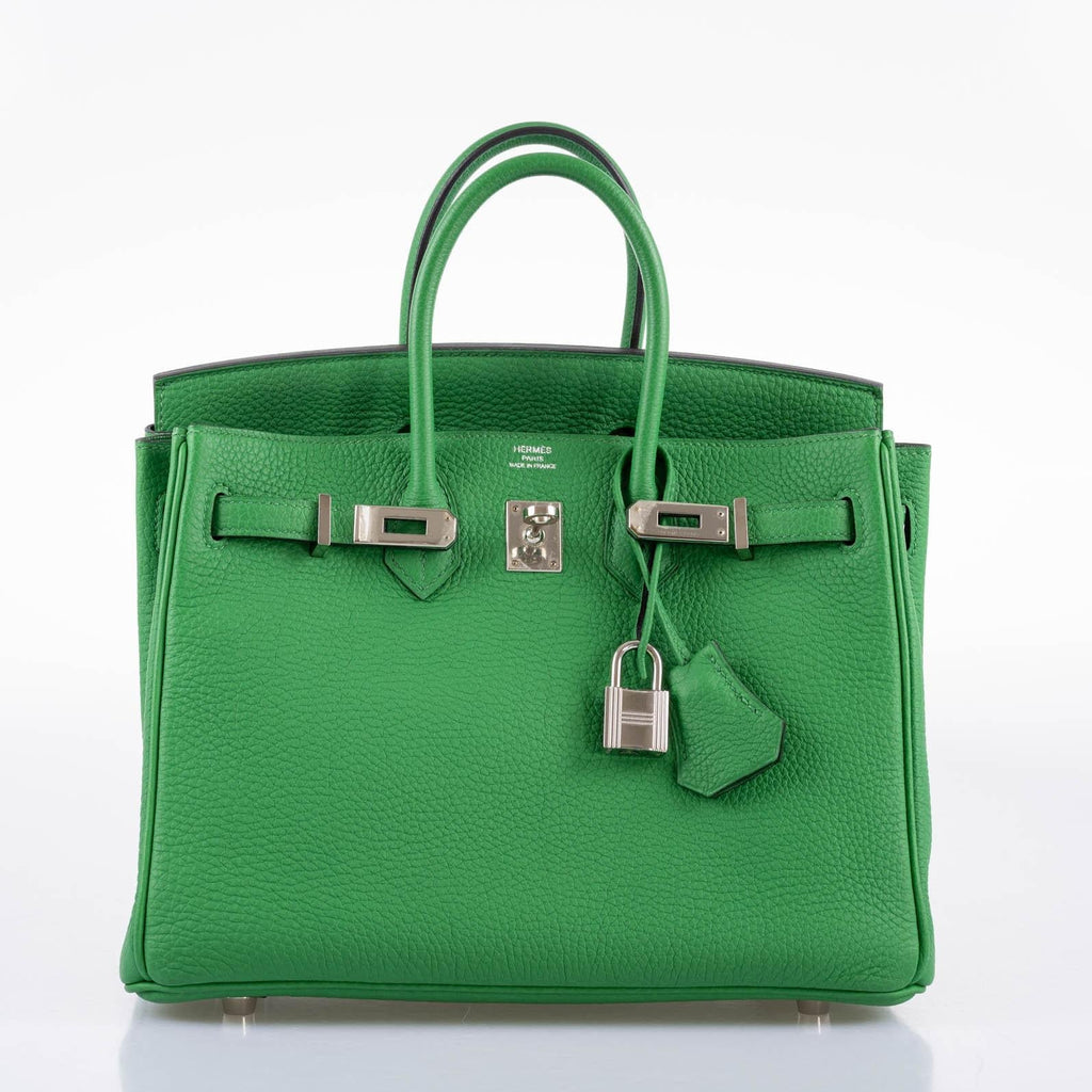 Hermes Birkin 25 Bambou (Bamboo) Green Togo with Palladium Hardware - 2014, R Square - Exclusu