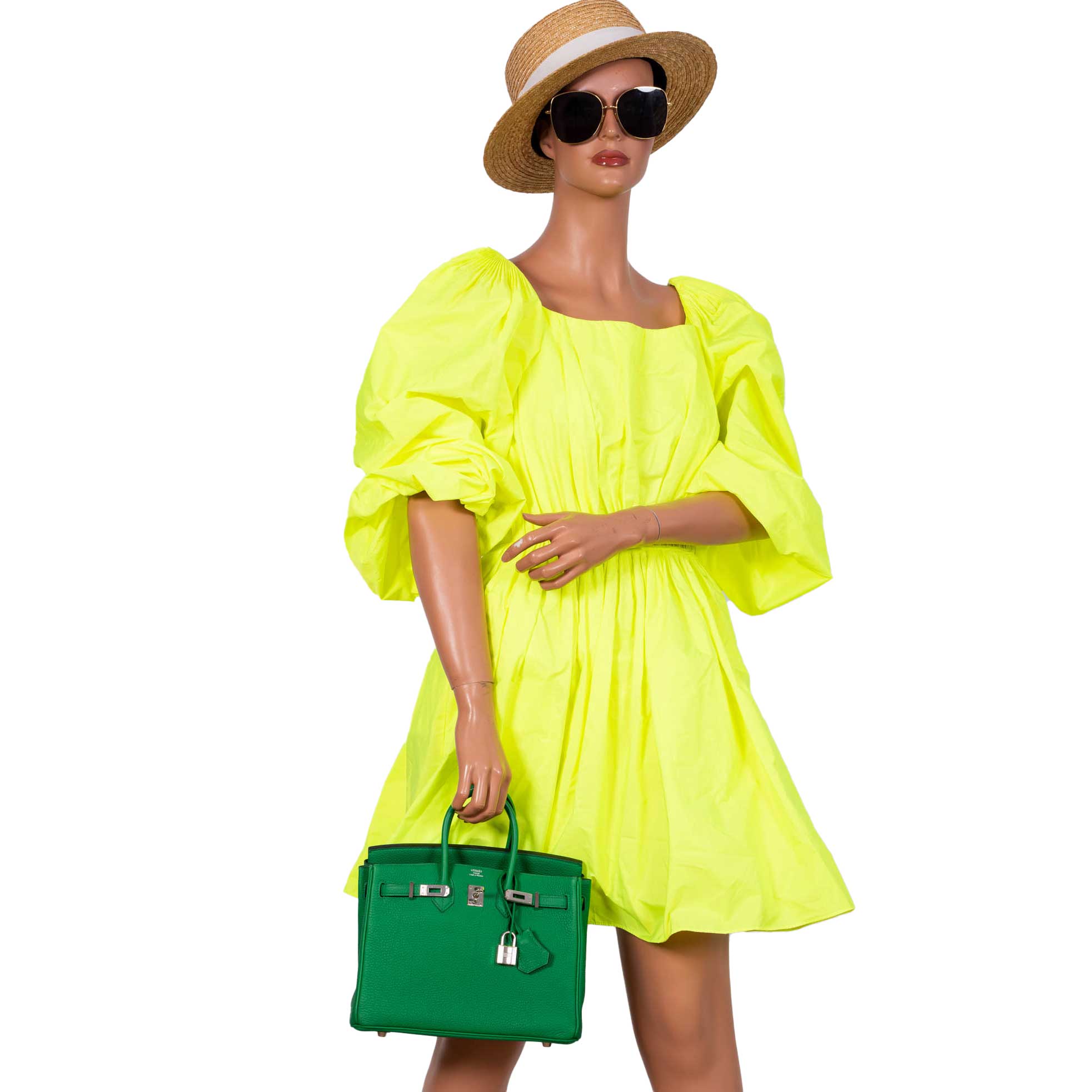 Hermes Birkin 25 Bambou (Bamboo) Green Togo with Palladium Hardware - 2014, R Square - Exclusu