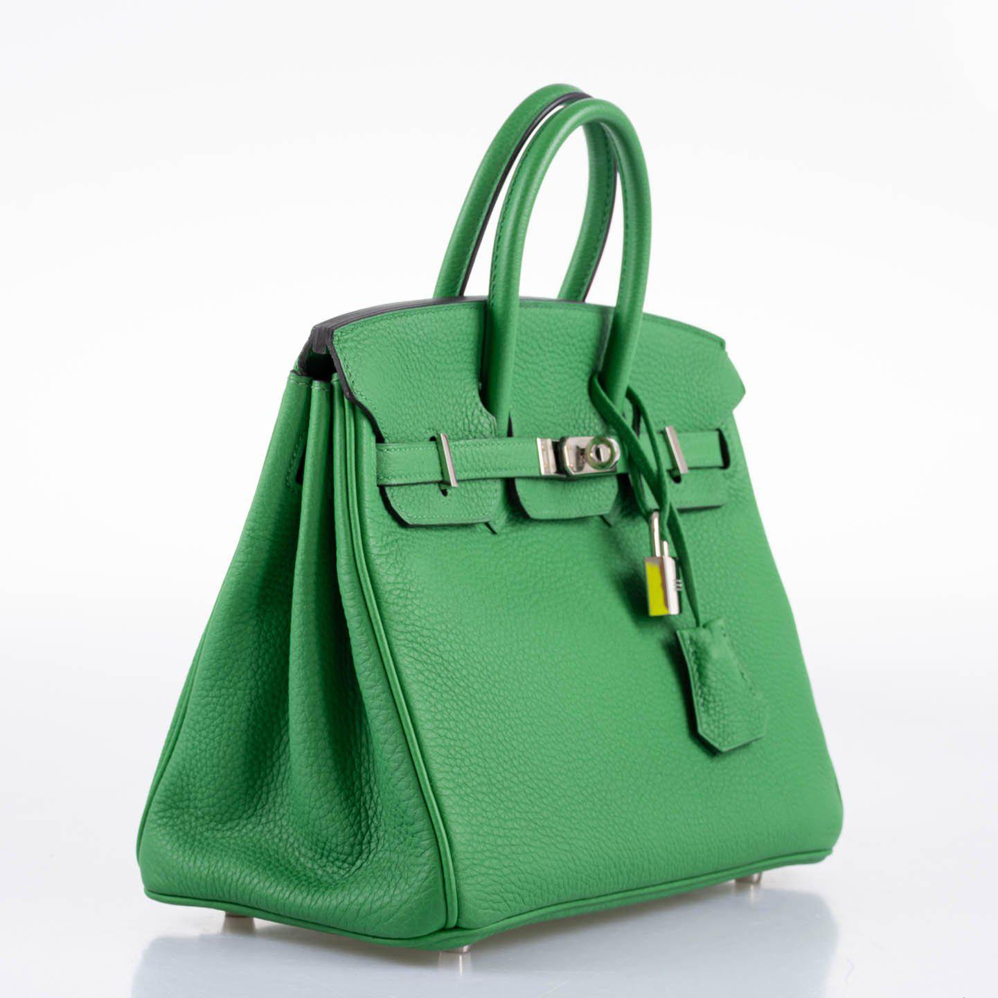 Hermes Birkin 25 Bambou (Bamboo) Green Togo with Palladium Hardware - 2014, R Square - Exclusu