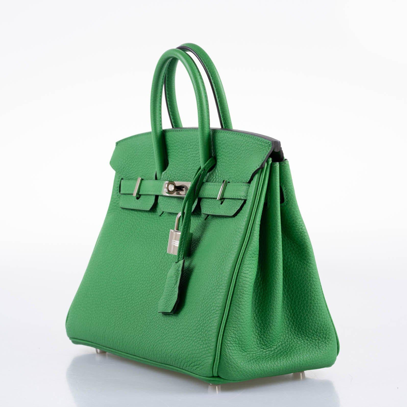 Hermes Birkin 25 Bambou (Bamboo) Green Togo with Palladium Hardware - 2014, R Square - Exclusu