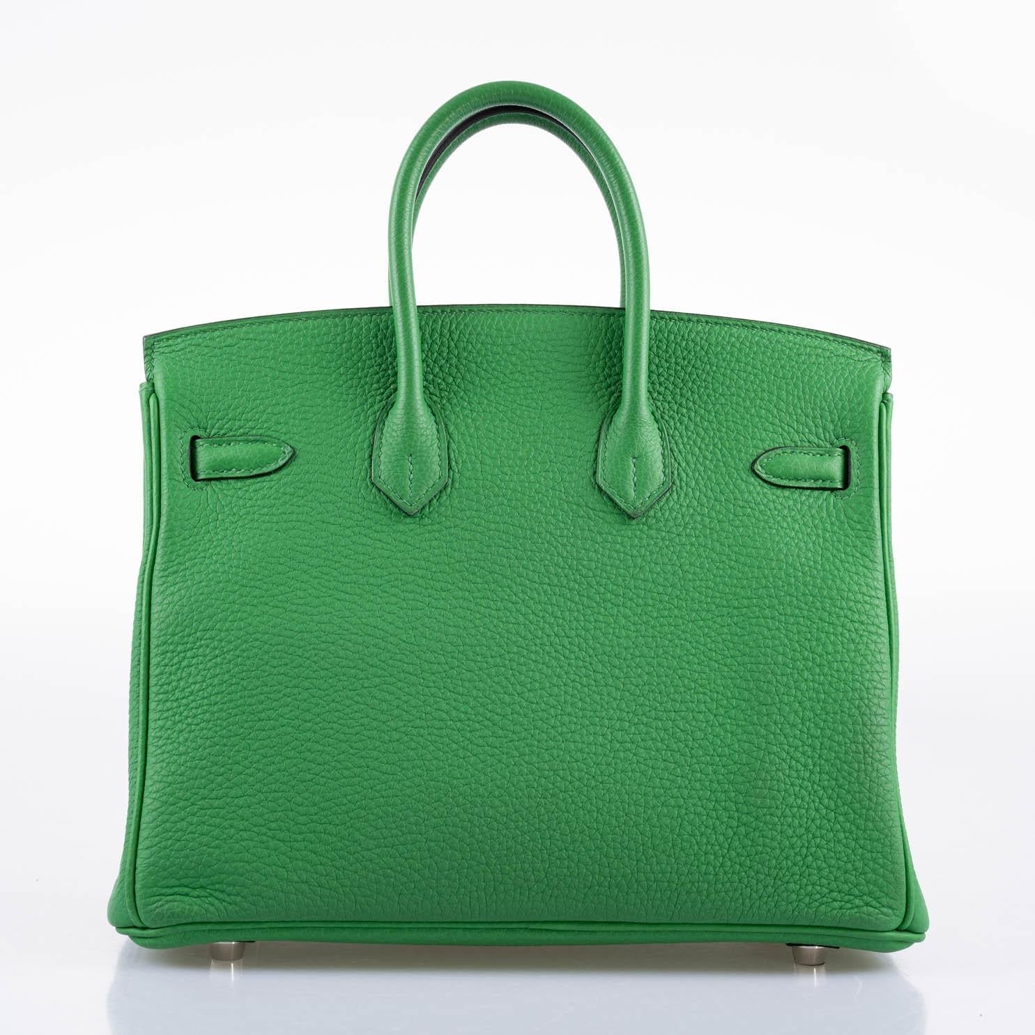 Hermes Birkin 25 Bambou (Bamboo) Green Togo with Palladium Hardware - 2014, R Square - Exclusu