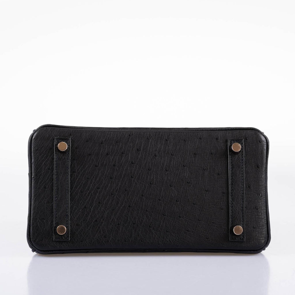 Hermes Birkin 25 Black Ostrich Rose Gold Hardware - 2021, Z - Exclusu