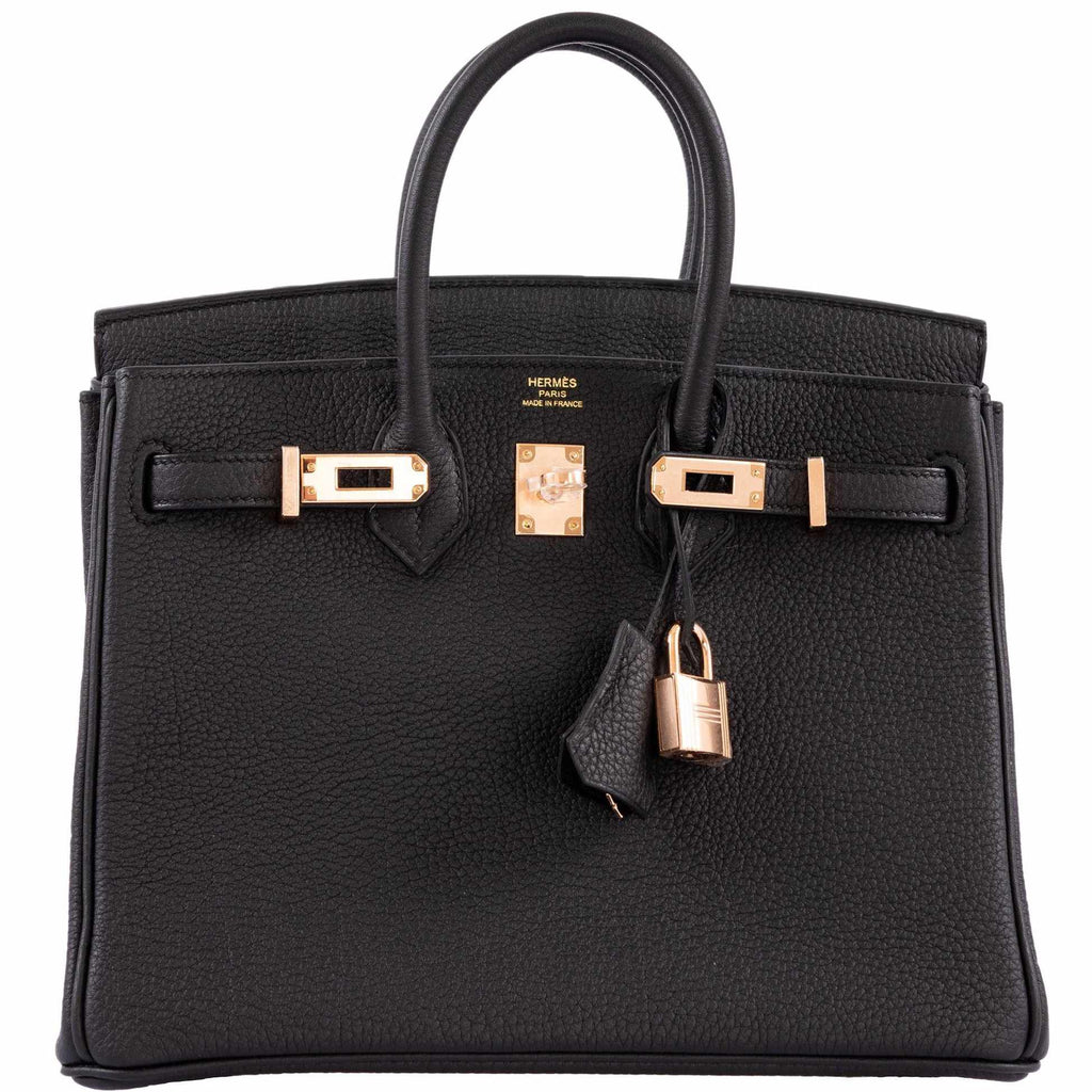 Hermes Birkin 25 Black Togo leather Rose Gold Hardware - 2021, Z - Exclusu