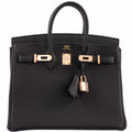 Hermes Birkin 25 Black Togo leather Rose Gold Hardware - 2021, Z - Exclusu