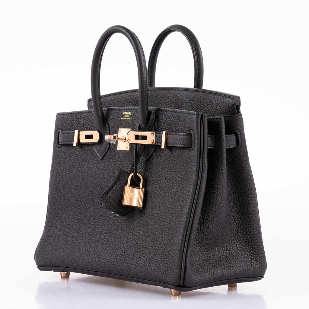 Hermes Birkin 25 Black Togo leather Rose Gold Hardware - 2021, Z - Exclusu