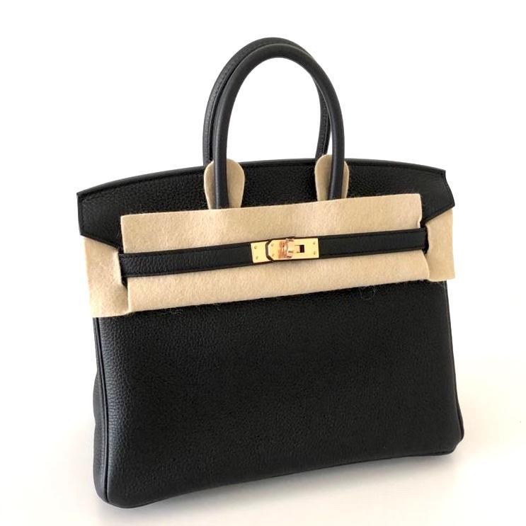 Hermes Birkin 25 Black Togo leather Rose Gold Hardware - 2021, Z - Exclusu