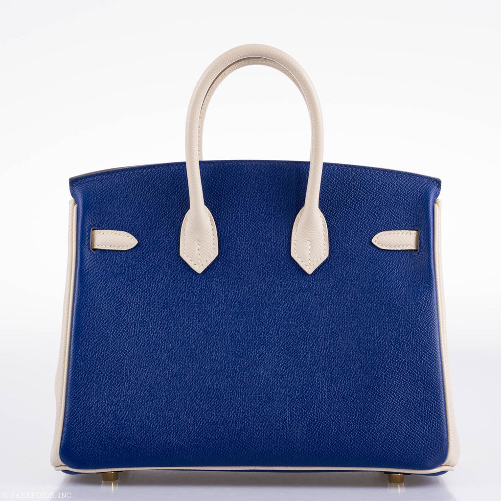 Hermes Birkin 25 HSS Bi-Color Blue Electrique & Craie Epsom Brushed Gold Hardware - 2016, X - Exclusu