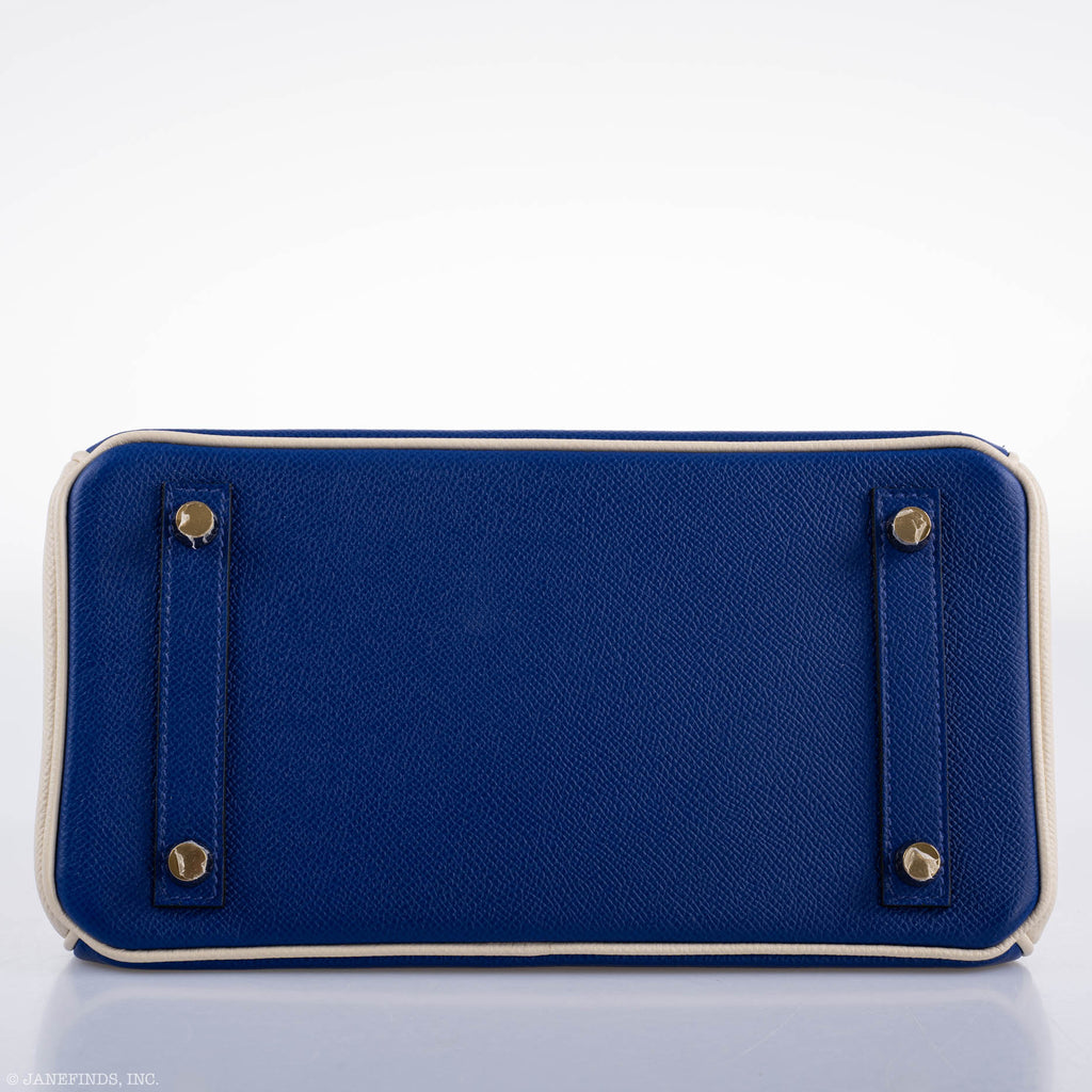 Hermes Birkin 25 HSS Bi-Color Blue Electrique & Craie Epsom Brushed Gold Hardware - 2016, X - Exclusu
