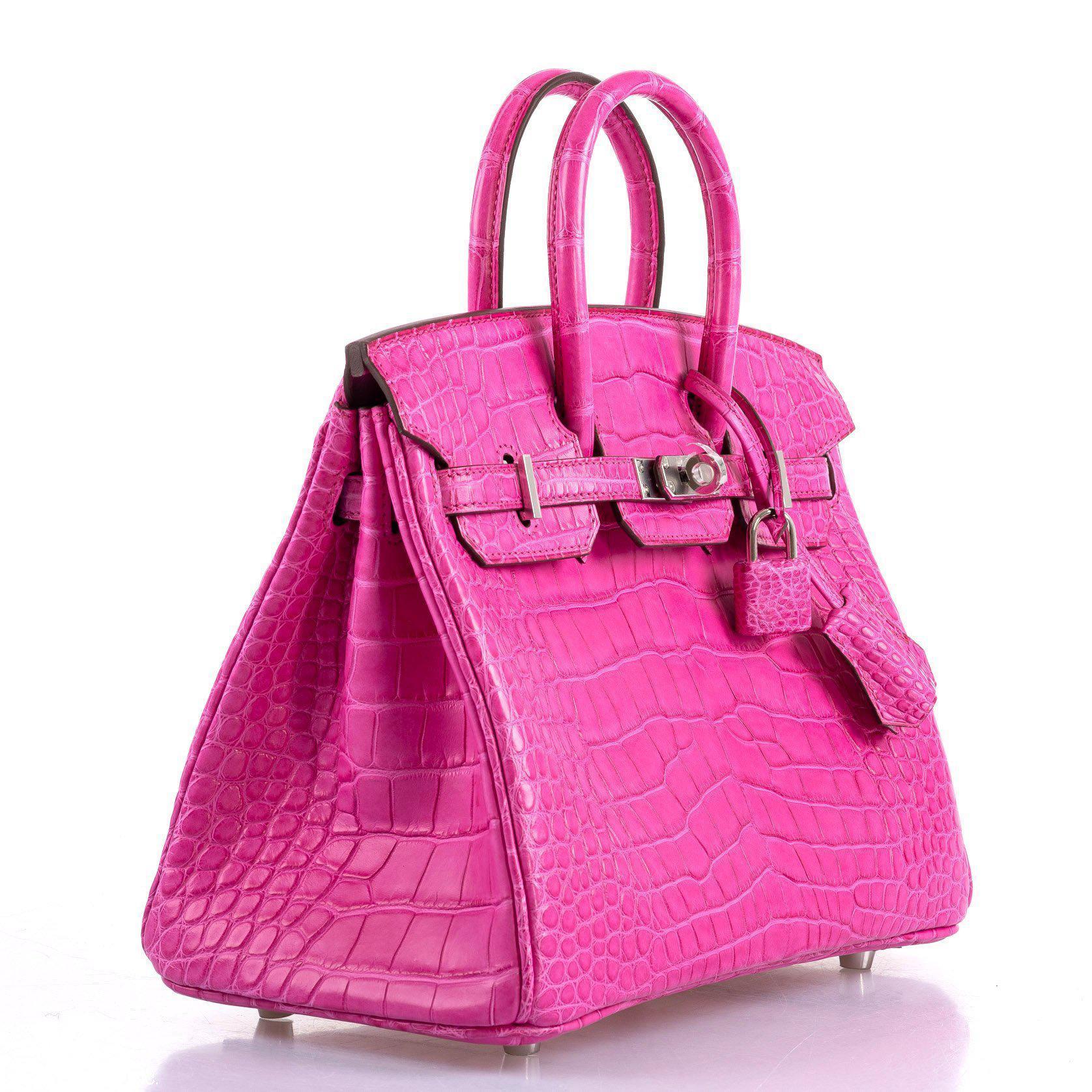 Hermes Birkin 25 Rose Shocking Matte Alligator Palladium Hardware- 2020,Y - Exclusu