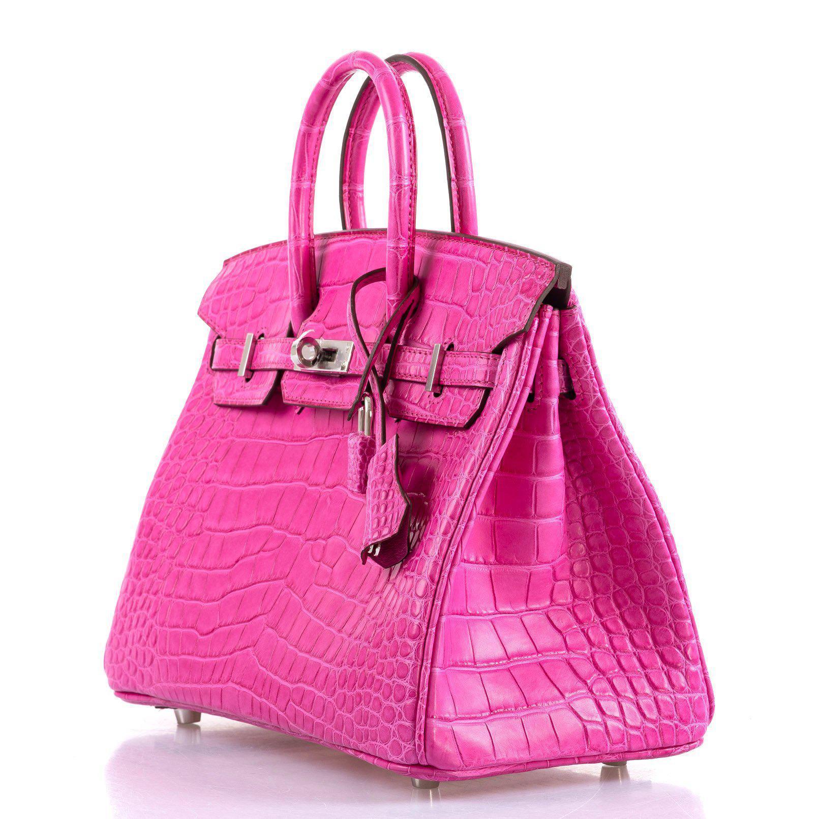 Hermes Birkin 25 Rose Shocking Matte Alligator Palladium Hardware- 2020,Y - Exclusu