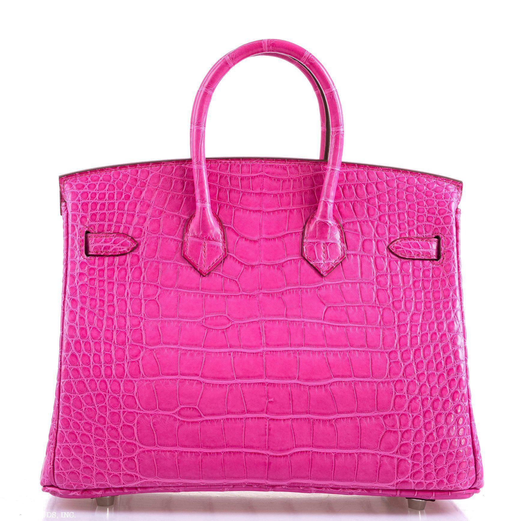 Hermes Birkin 25 Rose Shocking Matte Alligator Palladium Hardware- 2020,Y - Exclusu
