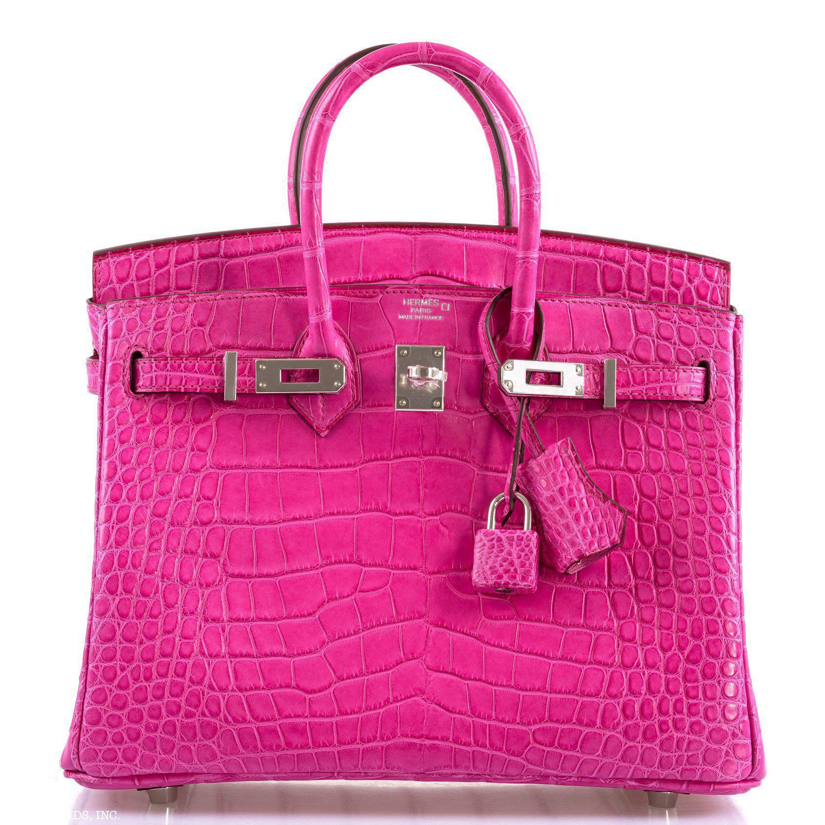 Hermes Birkin 25 Rose Shocking Matte Alligator Palladium Hardware- 2020,Y - Exclusu