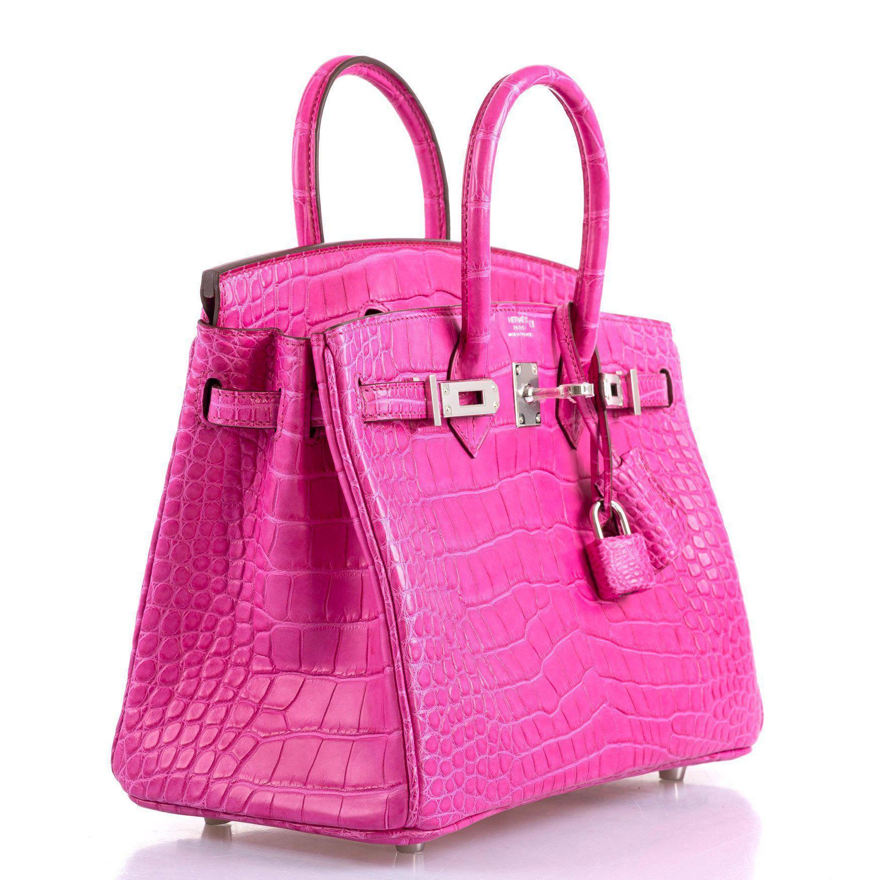 Hermes Birkin 25 Rose Shocking Matte Alligator Palladium Hardware- 2020,Y - Exclusu