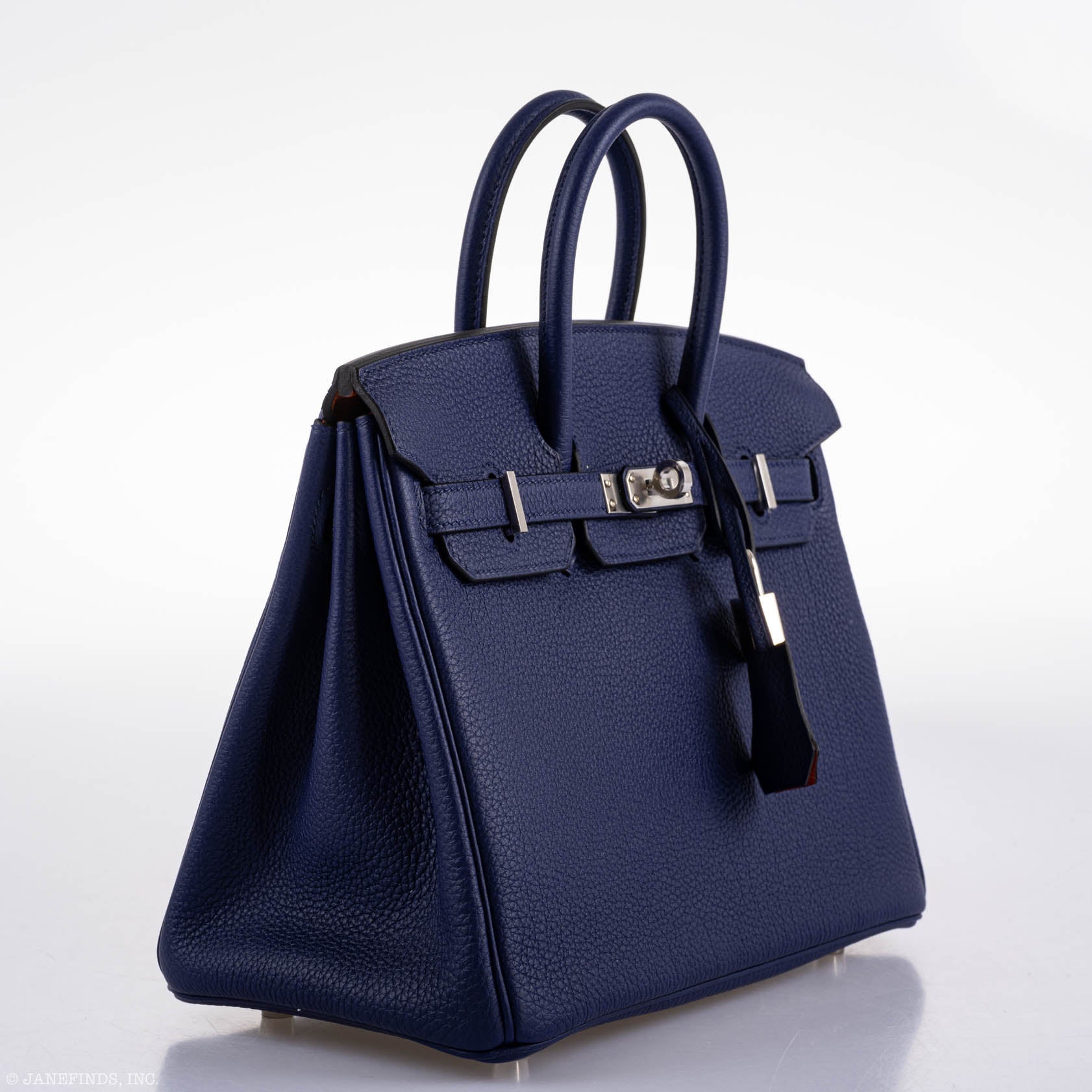 Hermes Birkin 25 Verso Blue Encre Togo & Orange H with Palladium Hardware - 2020, Y - Exclusu