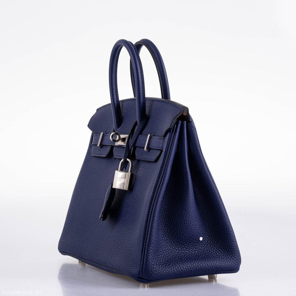 Hermes Birkin 25 Verso Blue Encre Togo & Orange H with Palladium Hardware - 2020, Y - Exclusu
