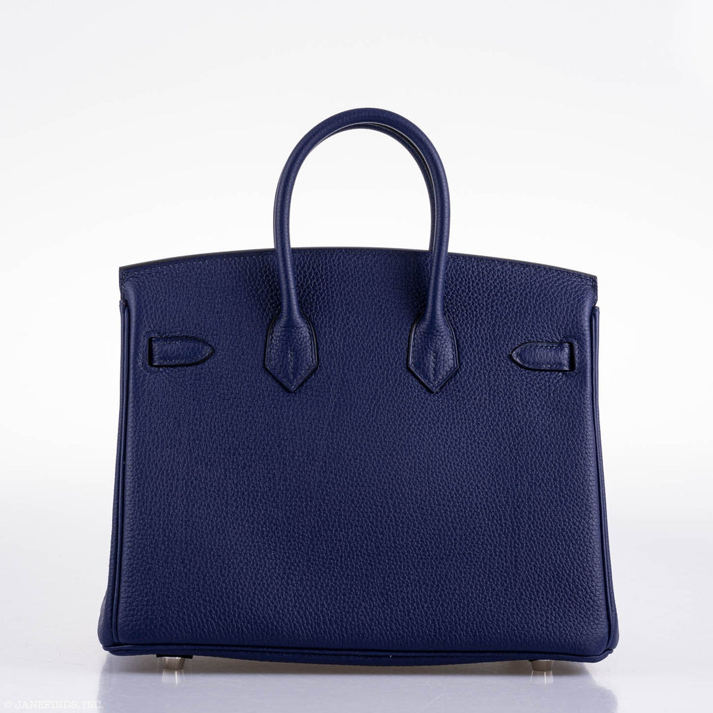 Hermes Birkin 25 Verso Blue Encre Togo & Orange H with Palladium Hardware - 2020, Y - Exclusu