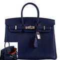 Hermes Birkin 25 Verso Blue Encre Togo & Orange H with Palladium Hardware - 2020, Y - Exclusu