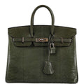 Hermes Birkin 25 Vert Olive Salvator Lizard with Palladium Hardware - 2008, L Square - Exclusu