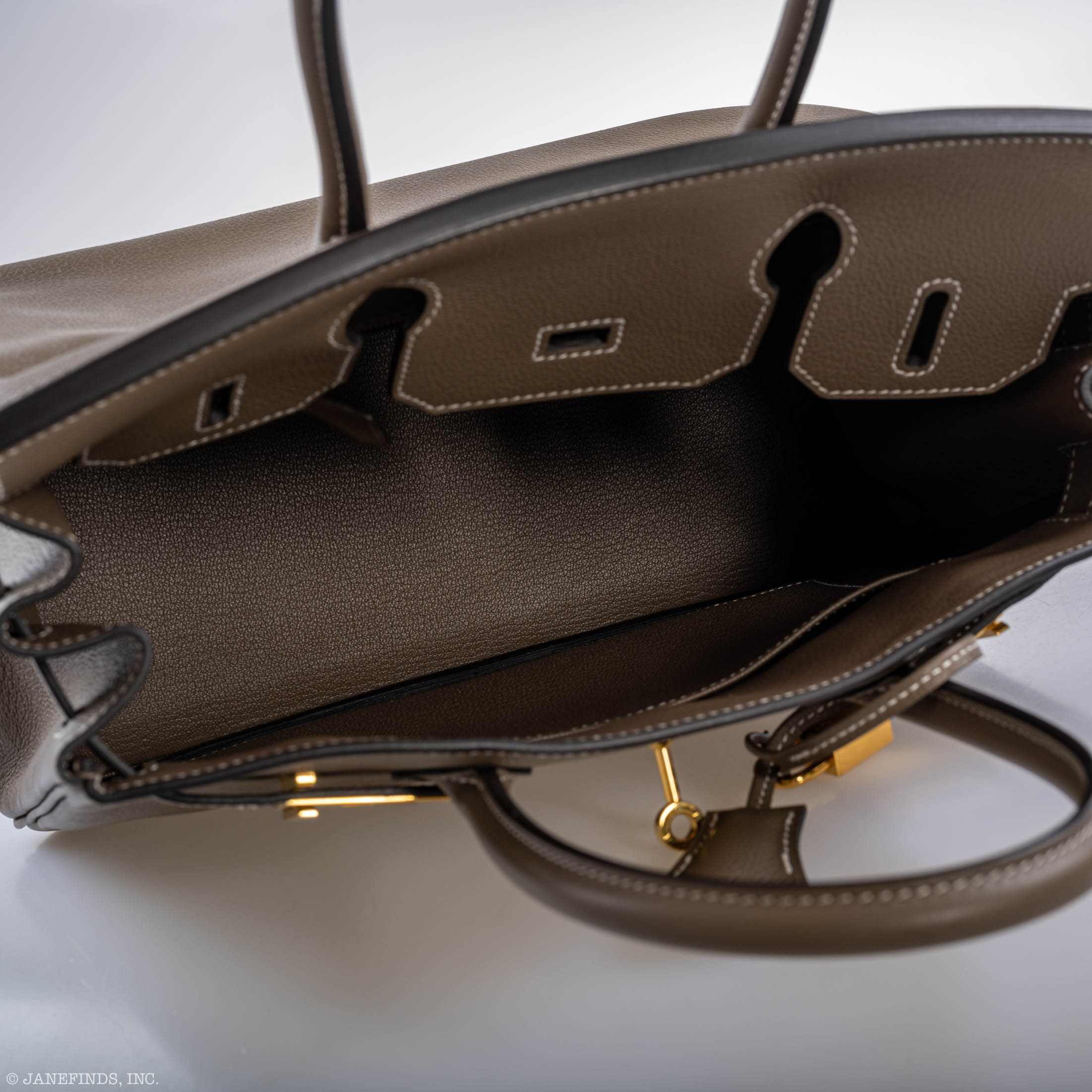 Hermes Birkin 30 Etoupe Navillo leather Gold Hardware - 2019, D - Exclusu