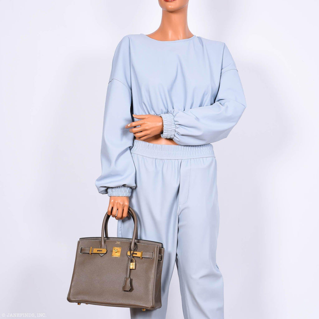 Hermes Birkin 30 Etoupe Navillo leather Gold Hardware - 2019, D - Exclusu