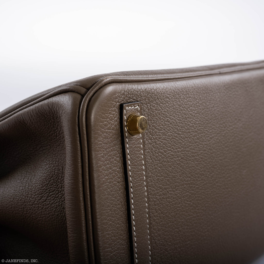 Hermes Birkin 30 Etoupe Navillo leather Gold Hardware - 2019, D - Exclusu