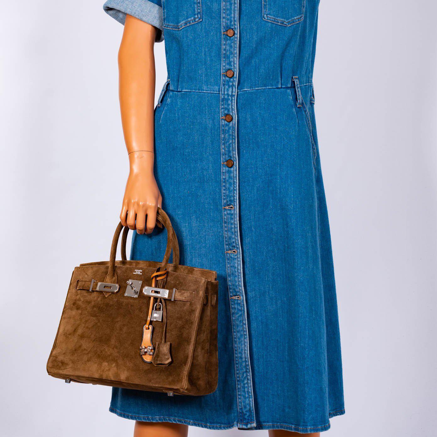 Hermes Birkin 30 Gold Veau Doblis Suede Palladium Hardware - 2008, L Square - Exclusu