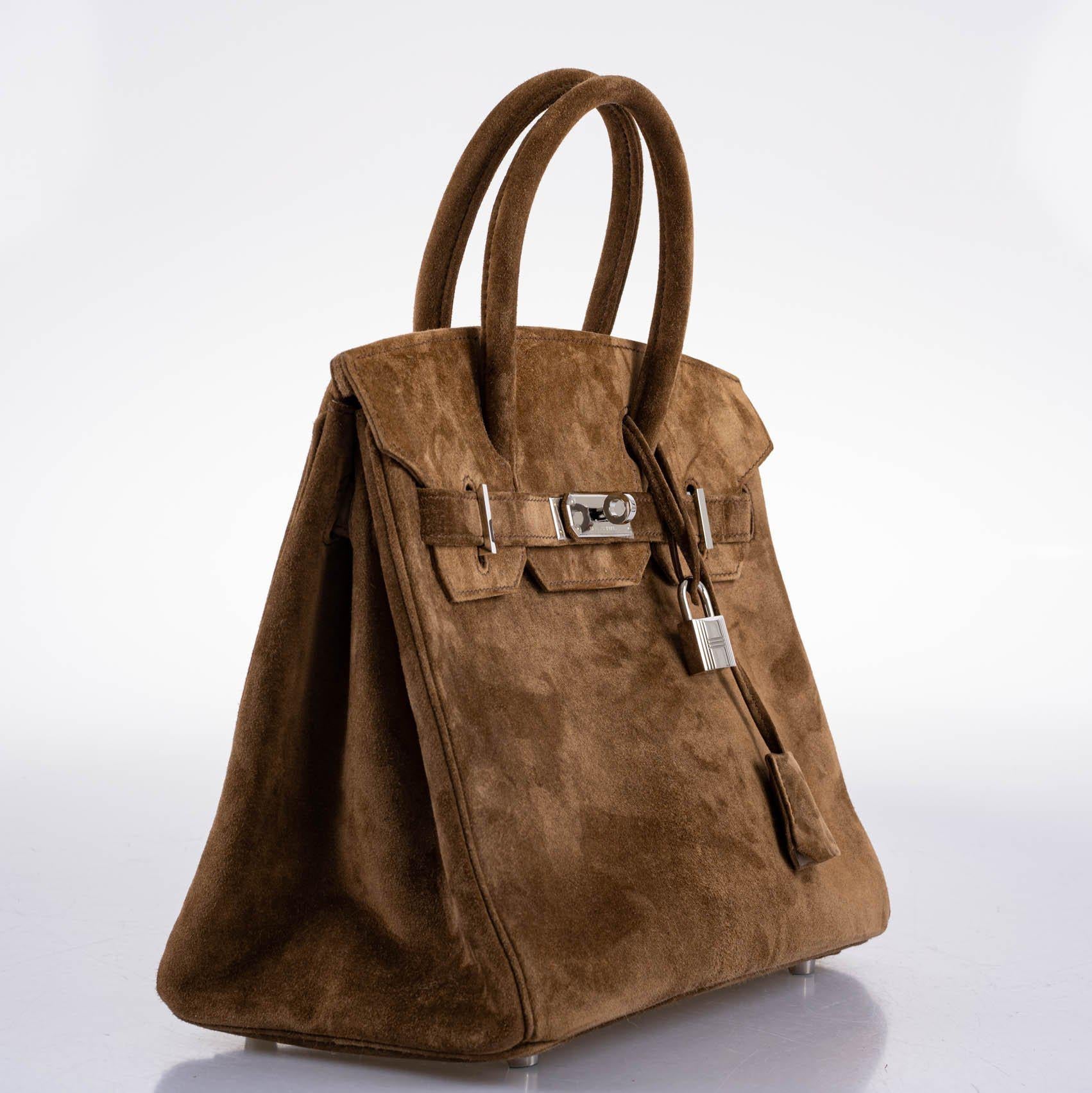 Hermes Birkin 30 Gold Veau Doblis Suede Palladium Hardware - 2008, L Square - Exclusu