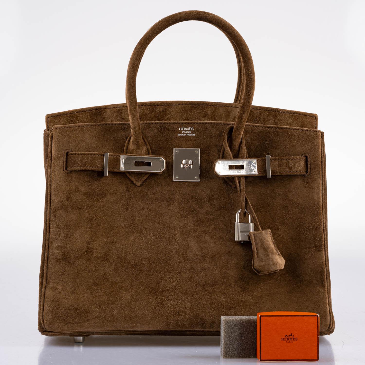 Hermes Birkin 30 Gold Veau Doblis Suede Palladium Hardware - 2008, L Square - Exclusu