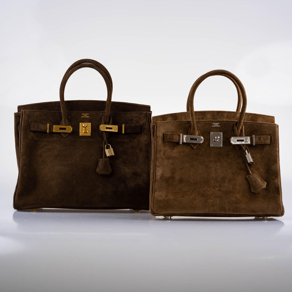 Hermes Birkin 30 Gold Veau Doblis Suede Palladium Hardware - 2008, L Square - Exclusu