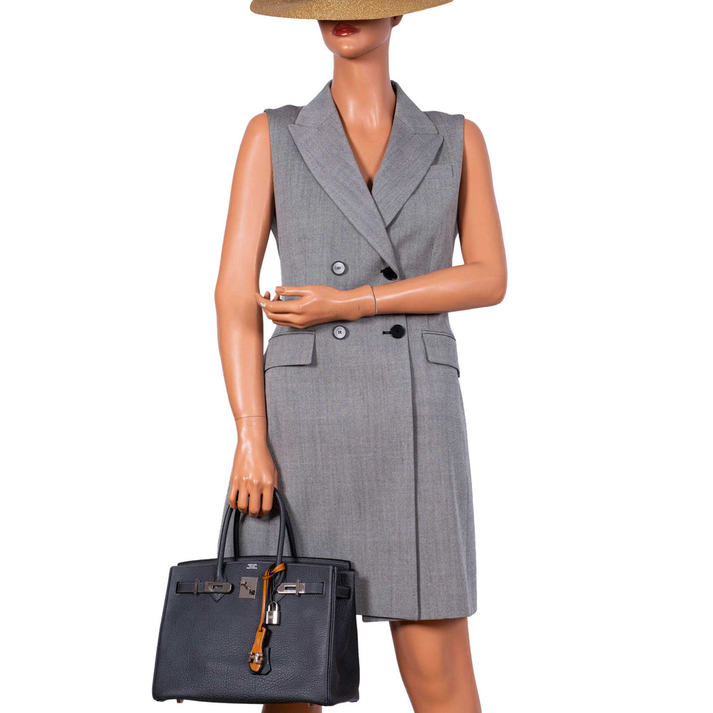 Hermes Birkin 30 Graphite Buffalo with Palladium Hardware - 2005, I Square - Exclusu