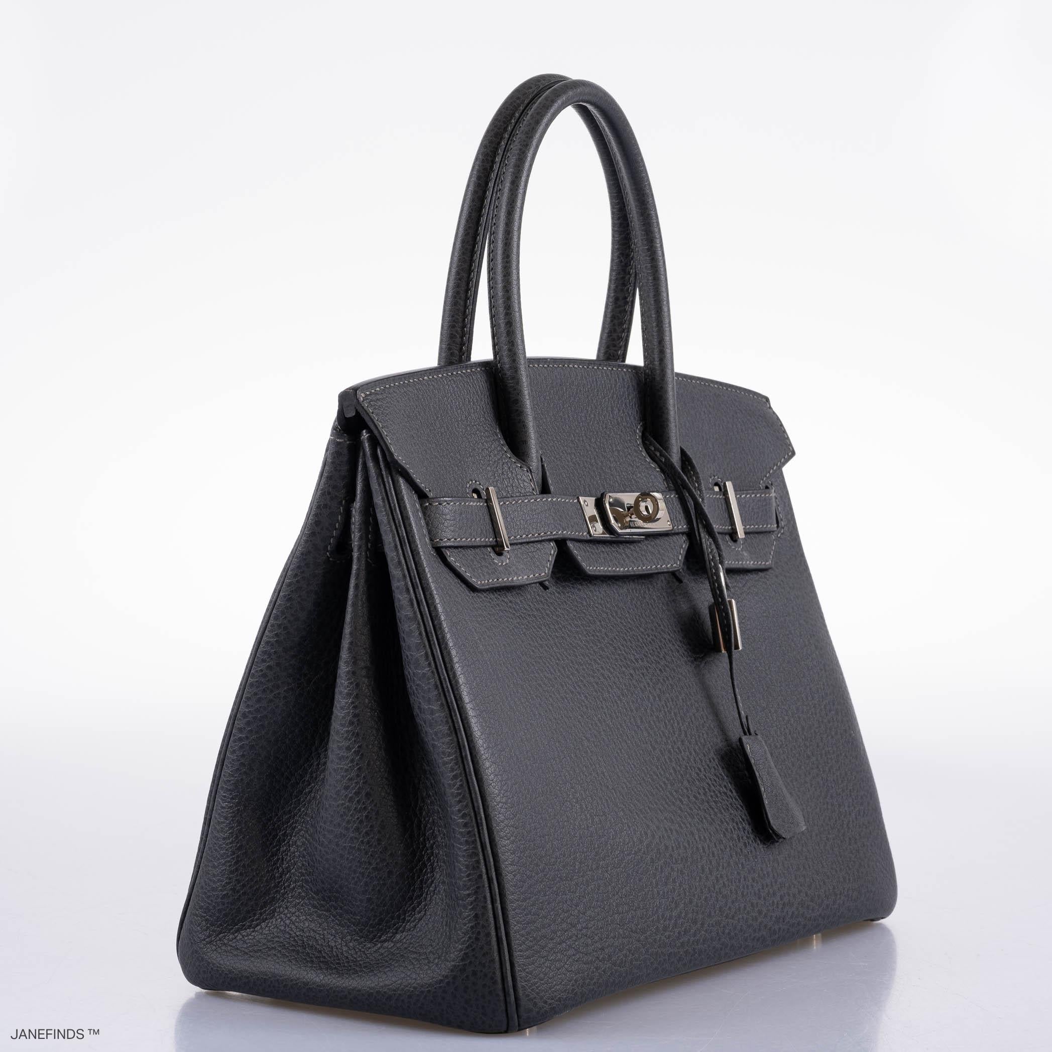 Hermes Birkin 30 Graphite Buffalo with Palladium Hardware - 2005, I Square - Exclusu