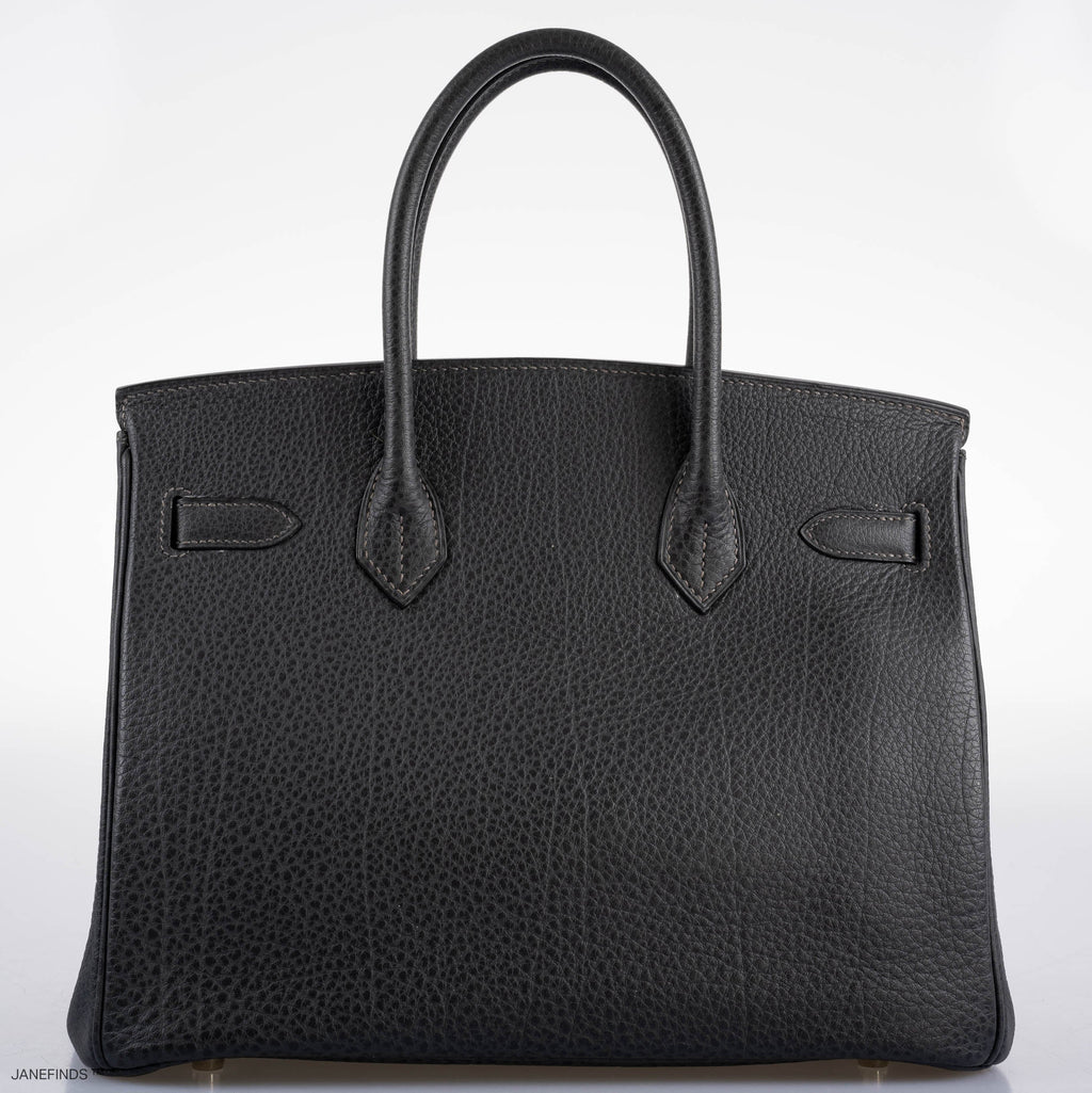 Hermes Birkin 30 Graphite Buffalo with Palladium Hardware - 2005, I Square - Exclusu