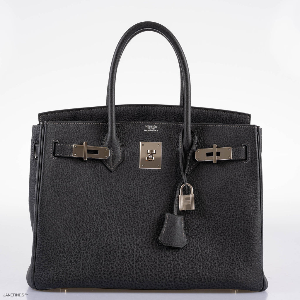 Hermes Birkin 30 Graphite Buffalo with Palladium Hardware - 2005, I Square - Exclusu