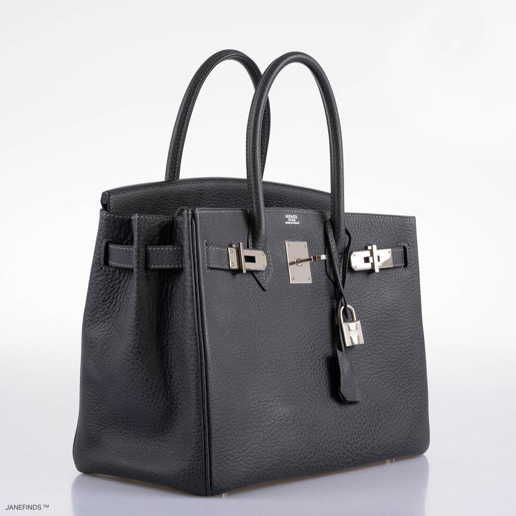 Hermes Birkin 30 Graphite Buffalo with Palladium Hardware - 2005, I Square - Exclusu