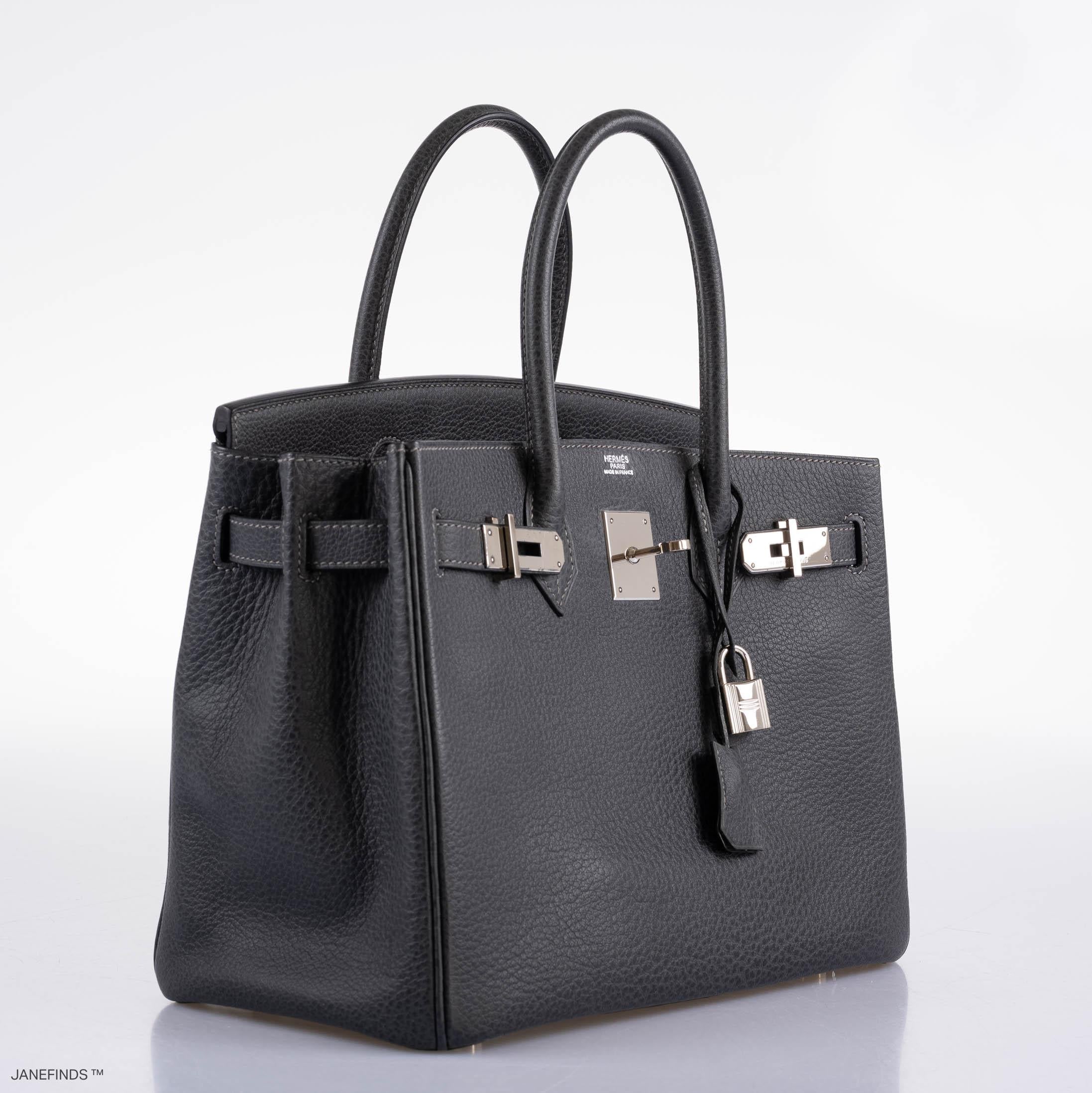Hermes Birkin 30 Graphite Buffalo with Palladium Hardware - 2005, I Square - Exclusu