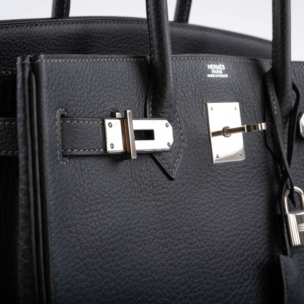 Hermes Birkin 30 Graphite Buffalo with Palladium Hardware - 2005, I Square - Exclusu