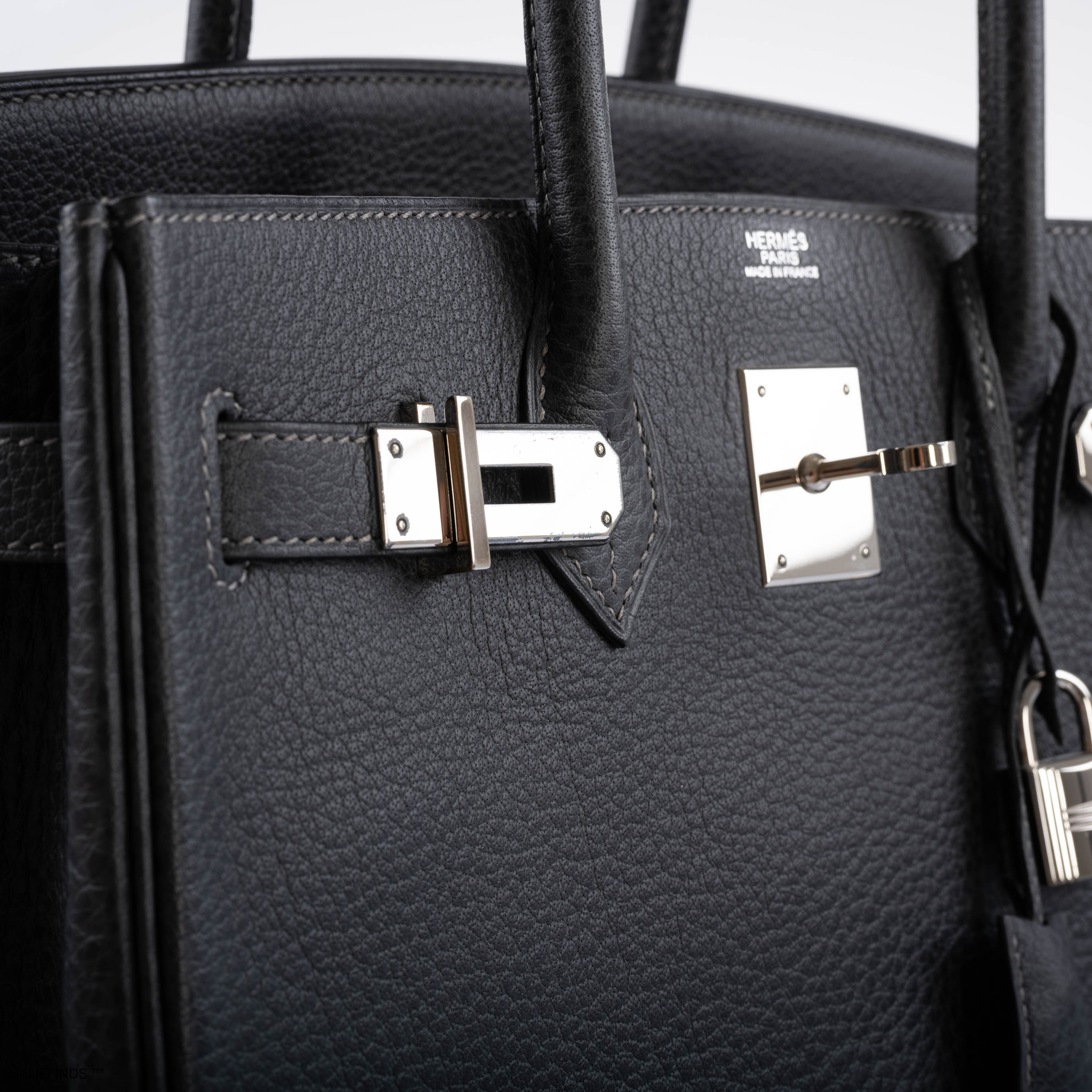 Hermes Birkin 30 Graphite Buffalo with Palladium Hardware - 2005, I Square - Exclusu